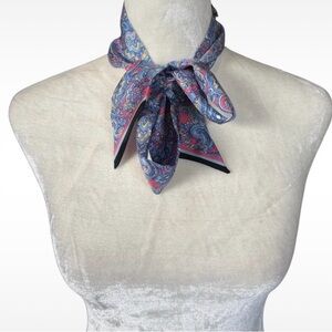 Silk Paisley Neck Scarf - Blue & Pink